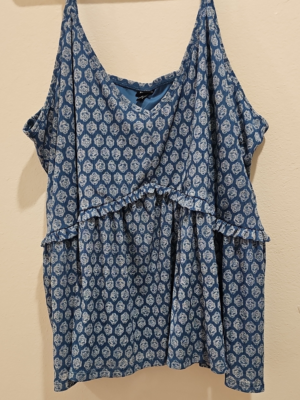 torrid Blue Printed Ruffle-Trim Camisole